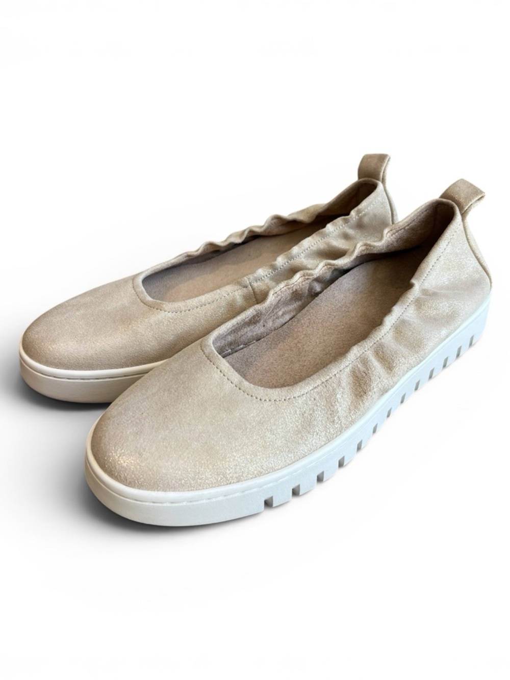 Vionic Uptown Ballet Slip On Loafer Soft Gold Metallic Leather Comfort Flats